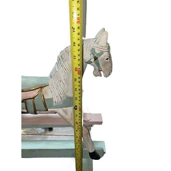 Antique Vintage Wooden Carved Carousel Rocking Horse Child Paint Decorated - Picture 8 of 9